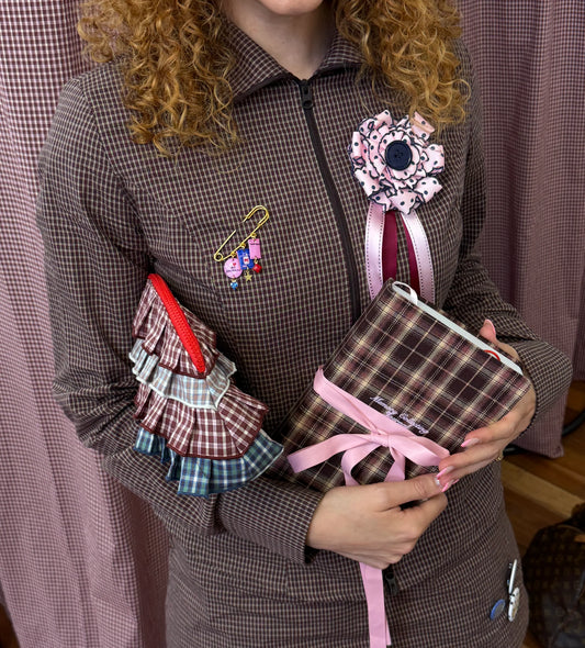 Martina's Tiny Store Ribbon Journal - Plaid 'Fawn'
