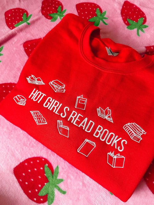 Embroidered Sweatshirt (Crewneck) - Hot Girls Read Books